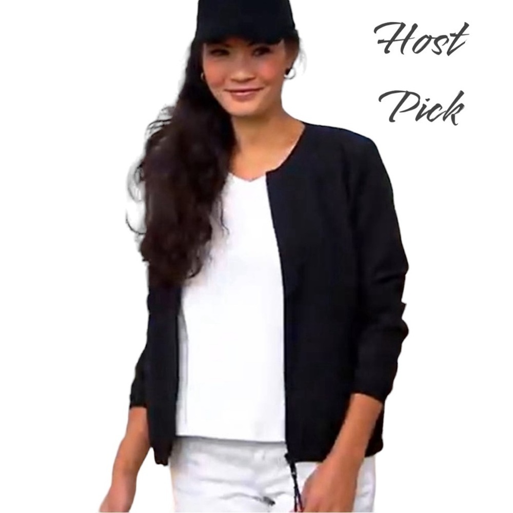 StyleList by MICAELA Women's Long Sleeve Soft Zip Up Jacket Size L Black NWT
